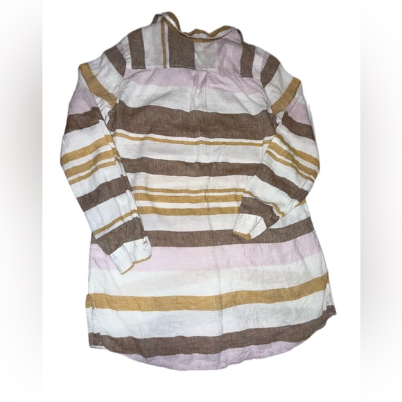 Rachel Zoe 100% Linen Striped Shirt Dress Tunic Medium Bust Boho resort - Picture 3 of 9